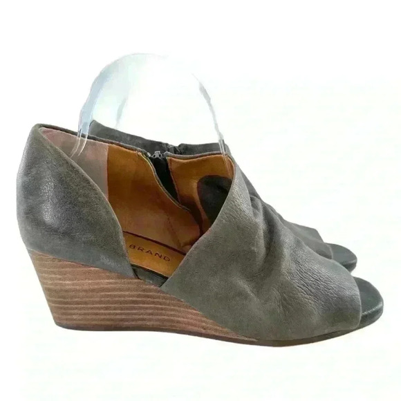 Lucky brand womens ankle booties size 38.5 gray leather dorsay wedge boots - Picture 11 of 11